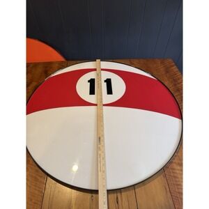 Billiard Ball #11 Red White‎ Striped Large Round Sign Pool Hall Decor 32 Inches
